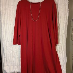 Susan Graver Bold Red Dress (Necklace Not Included)